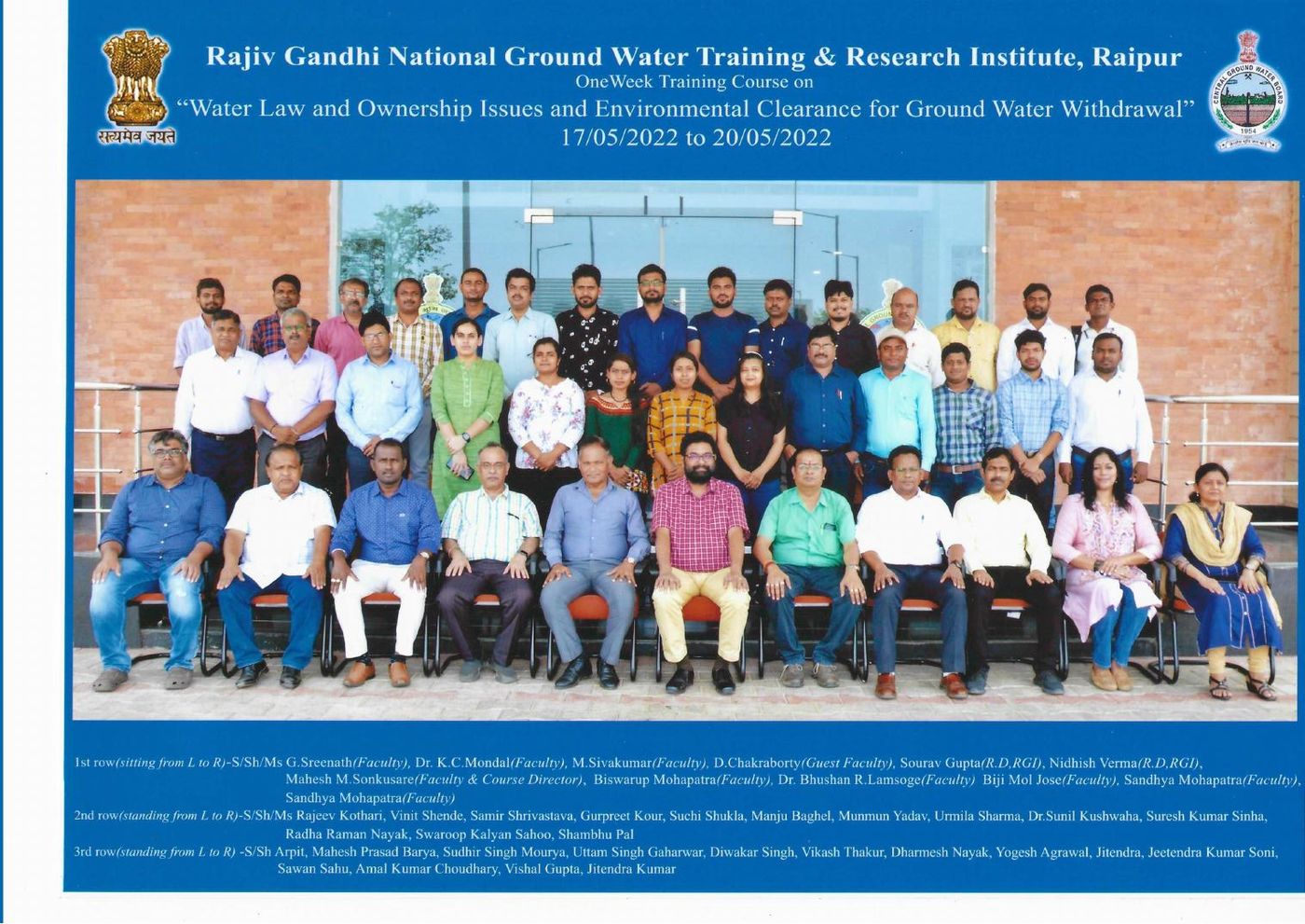 Training batch photo, Rajiv Gandhi National Ground Water Training and Research Institute, Raipur